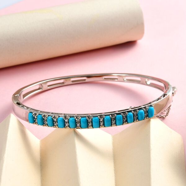 Amerikanischer, natürlicher Sleeping Beauty Türkis und Zirkon-Armreif - 3,30 ct. image number 1