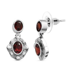 Mosambik Granat Ohrringe  Edelstahl ca. 2.04 ct