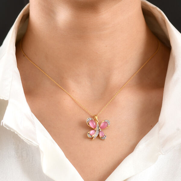D'Joy Flamingo Mondstein Schmuckset ca. 50 cm 925 Silber 750 Gelbgold vermeil ca. 3,07 ct. image number 2