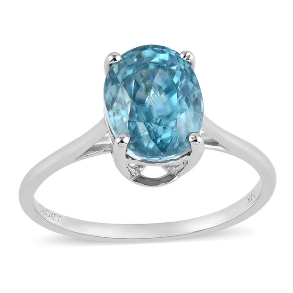 AAA kambodschanischer, blauer Zirkon Solit&auml;r-Ring, 585 Wei&szlig;gold  ca. 3,50 ct image number 0