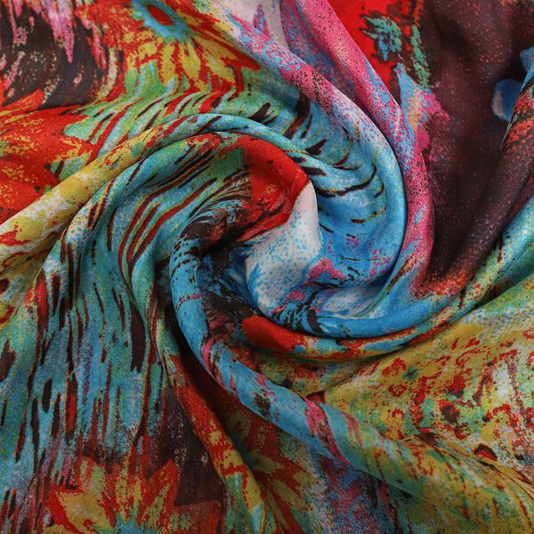 100 % nat&uuml;rlicher Seiden Schal, 165x50 cm, Blumenmuster, Mehrfarbig image number 6