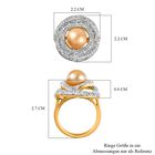 Goldene Südsee Perle, Weißer Zirkon Ring, (9-11mm), 925 Silber Gelbgold Vermeil (Größe 19.00) ca. 1.82 ct image number 5