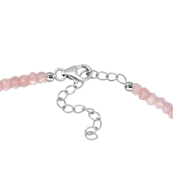 Rosenquarz, Perle Halskette ca. 50 cm Messing platiniert image number 5