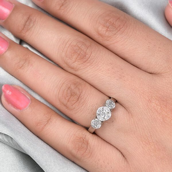 LUSTRO STELLA Hergestellt mit ZIRKONIA Ring 925 Silber Platin-&Uuml;berzug (Gr&ouml;&szlig;e 16.00) ca. 1,31 ct image number 3