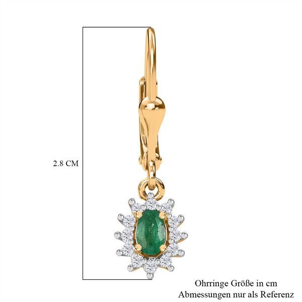 AA Kagem Sambischer Smaragd, Wei&szlig;er Zirkon Ohrringe 925 Silber Gelbgold Vermeil ca. 0.76 ct image number 5