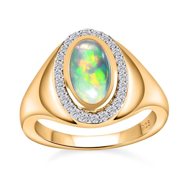 Natürlicher, äthiopischer Welo Opal und Zirkon-Ring - 1,20 ct. image number 5
