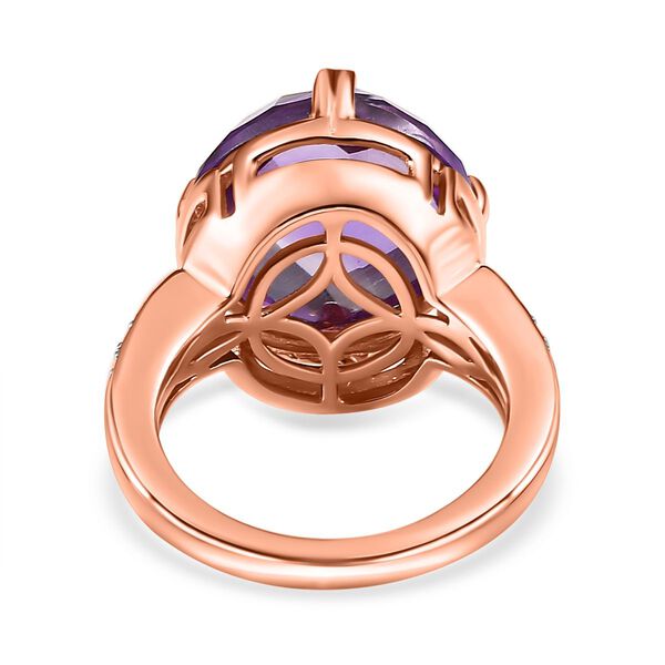 AA Rose De France Amethyst, Weißer Zirkon Ring, 925 Silber rosévergoldet (Größe 21.00) ca. 9.05 ct image number 5