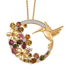 Flügel der Blüte-Mehrfarbig-Turmalin Schmuckset 925 Silber 750 Gelb Vergoldet ca. 3,02 ct.