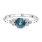 D'Joy AA Blauer Zirkon, Weißer Zirkon Ring 925 Silber rhodiniert (Größe 18.00) ca. 1,46 ct