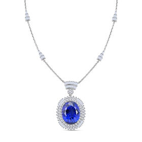Chairman's Vault Collection - zertifiziert und geprüft RHAPSODY AAAA Tansanit und VS-EF Diamant 45cm Anhänger-Halskette in 950 Platin - 35,06 ct.