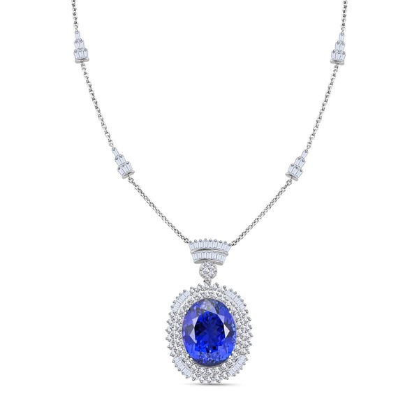 Chairman's Vault Collection - zertifiziert und geprüft RHAPSODY AAAA Tansanit und VS-EF Diamant 45cm Anhänger-Halskette in 950 Platin - 35,06 ct. image number 0