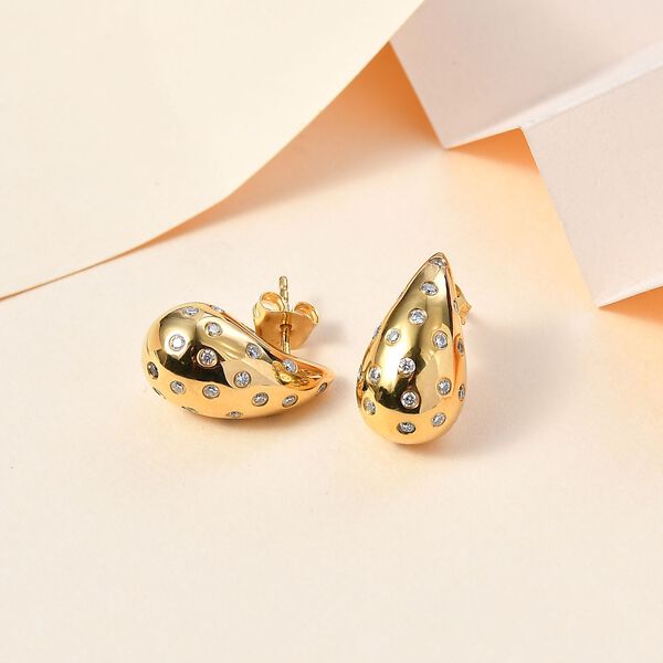 Moissanit Ohrringe, 925 Silber 750 Gelbgold Vermeil - 0,96 ct. image number 2