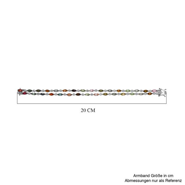 Mehrfach-Turmalin, Weißer Zirkon Armband ca. 19 cm 925 Silber platiniert ca. 12,59 ct. image number 5