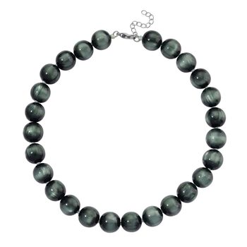 Simulierte, gr&uuml;ne Katzenauge Halskette, 45+5cm - 340 ct.