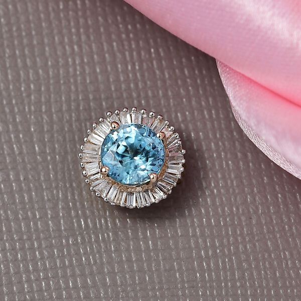 AAA blauer Zirkon und Diamant Anh&auml;nger in 585 Gold - 1,59 ct. image number 1