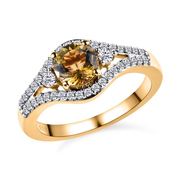 Natürlicher, goldener Tansanit und weißer Zirkon-Ring - 1,56 ct. image number 4