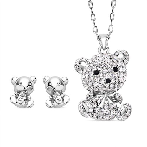 2er-Set, weißer und schwarzer Kristall-Anhänger mit Kette und Ohrringe - 9,09 ct. image number 0