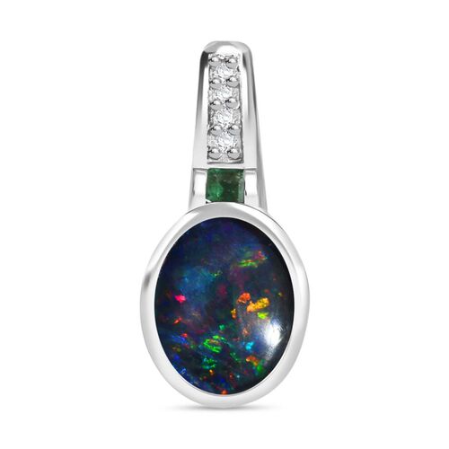Boulder Opal Triplette, Smaragd und Zirkon Anhänger -1,62 ct. image number 0