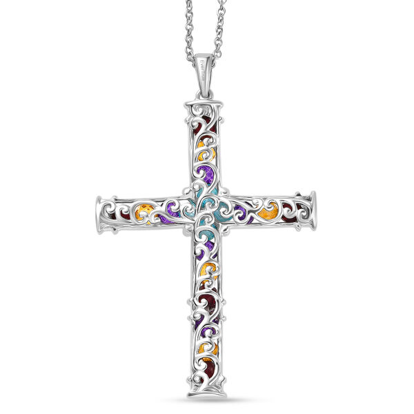 EverTrue AA Multi-Edelstein Anh&auml;nger mit 50cm Kette - 5,70 ct. image number 4