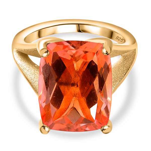 Padparadscha Quarz Triplett Ring, ca. 12,96 ct.