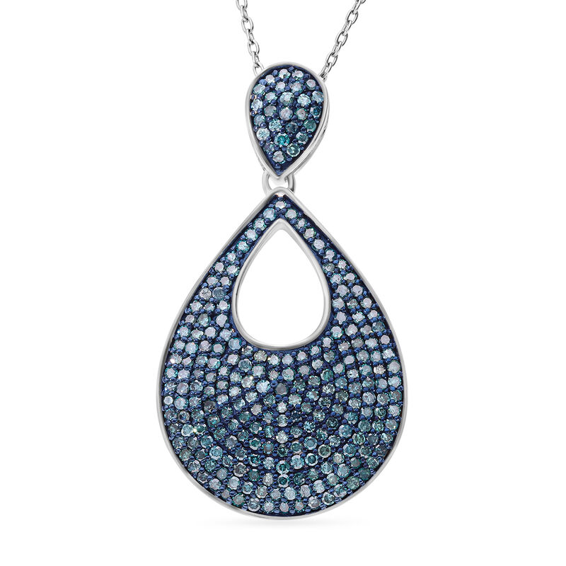 Blauer Diamant P Anhänger 925 Silber platiniert ca. 1,00 ct. image number 0