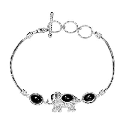 Schwarzes Spinell Armband, ca. 19 cm, 925 Silber platiniert ca. 5.87 ct