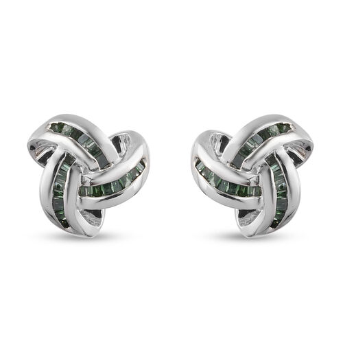 0,25 Ct. Grüner Diamant Knoten Ohrstecker aus 925 Silber platiniert image number 0