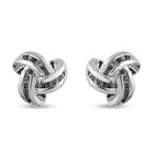 0,25 Ct. Grüner Diamant Knoten Ohrstecker aus 925 Silber platiniert