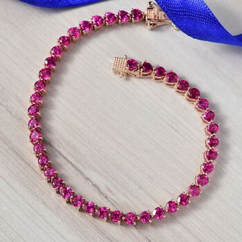 LUXURIANT AAA Labor Rosa Saphir 20cm Armband - 15,18 ct.