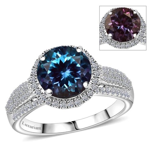 LUXURIANT DIAMOND- zertifiziert und geprüft AAA Labor Alexandrit und Labor Diamant Ring in 417 Weißgold - 4,44 ct. image number 0