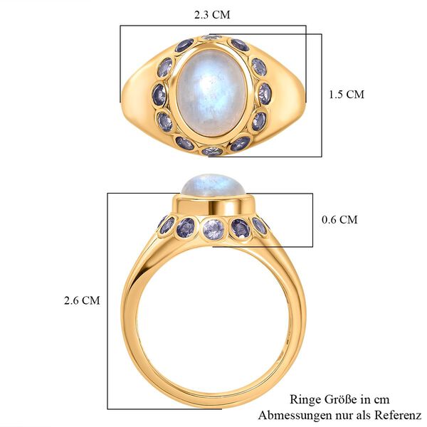 Regenbogen Mondstein, Iolit Ring Messing (Größe 17.00) ca. 3,55 ct image number 7