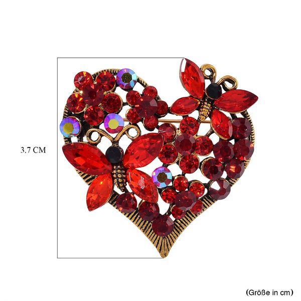 Mehrfarbiger Kristall Brosche Antikes Gold image number 5