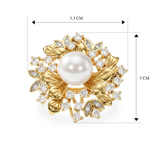 D'Joy Wei&szlig;e Edison Perle (10-11 mm), Moissanit Ring 925 Silber Vergoldet (Gr&ouml;&szlig;e 16.00) 1.32 ct image number 6
