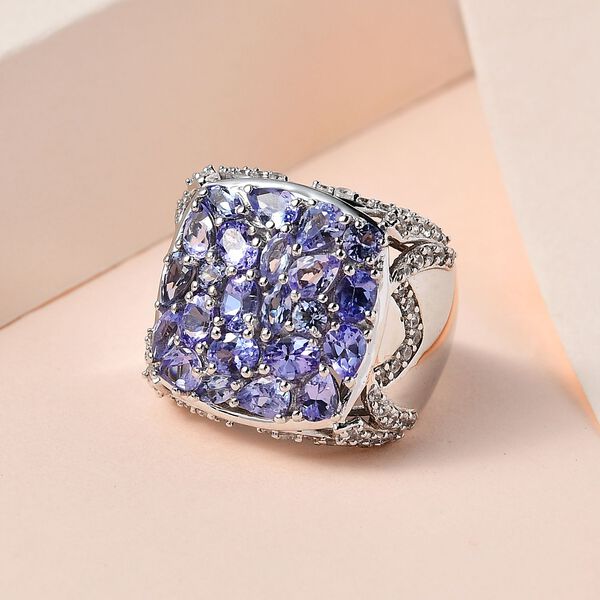 Tansanit und Zirkon Cocktail Ring - 4,06 ct. image number 2