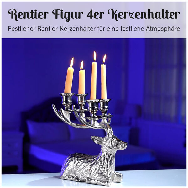 Rentier Figur 4er Kerzenhalter, 23.8x17x25.4cm, silber image number 8