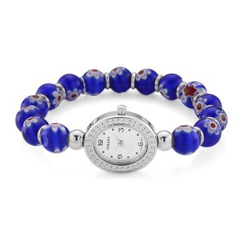 STRADA flexible blaue Armbanduhr im Murano-Stil, Japanisches Uhrwerk