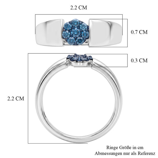 LUXURIANT DIAMOND - Lab Grown Blauer Diamant SI Ring 925 Silber Rhodiniert (Gr&ouml;&szlig;e 18.00) ca. 0,25 ct image number 6
