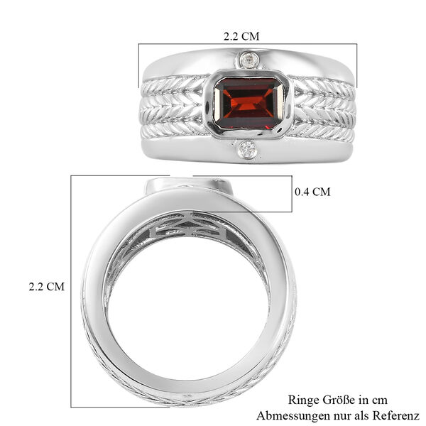 Roter Granat und Zirkon Ring Messing Ionenbeschichtetes Platin  ca. 1,24 ct image number 7