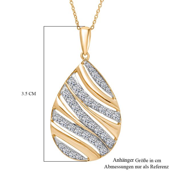 LUXURIANT SI-GH Labor Diamant Anh&auml;nger mit 50cm Kette, 925 Silber 750 Gelbgold Vermeil - 1 ct. image number 4