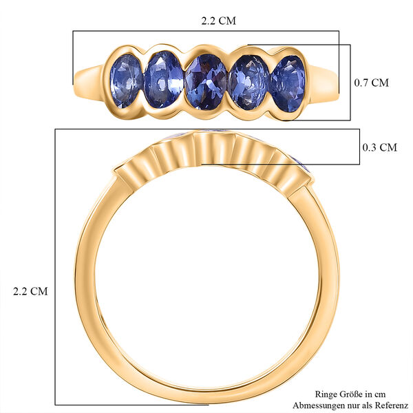 D'Joy Tansanit Ring 925 Silber 750 Gelbgold Vermeil (Gr&ouml;&szlig;e 17.00) ca. 1,20 ct image number 7
