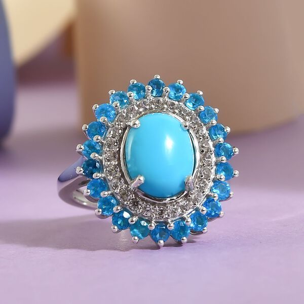 AA Sleeping Beauty Türkis, Zirkon und Neon Apatit-Ring - 3,33 ct. image number 2