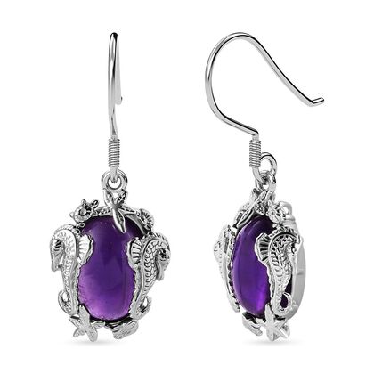 AA Afrikanischer Amethyst Ohrringe 925 Silber rhodiniert ca. 11,51 ct.