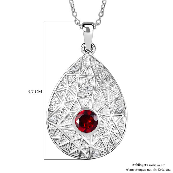 EverTrue roter Granat und wei&szlig;er Topas Anh&auml;nger mit 50cm Kette - 1 ct. image number 6