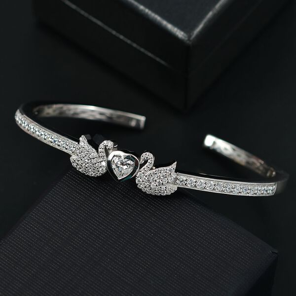 J Francis gefertigt mit SWAROVSKI- Swarovski Zirkonia Schwan Armreif, 19 cm image number 2