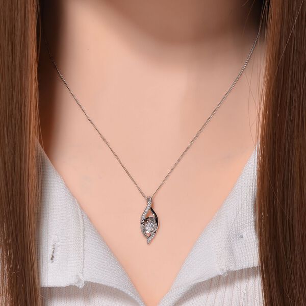 Moissanit Anh&auml;nger mit 45cm Kette , 925 Silber rhodiniert - 0,70 ct. image number 2