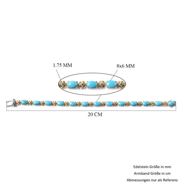 Natürliches Sleeping Beauty Türkis-Armband, ca.19 cm lang, 925 Silber vergoldet ca. 12,90 ct image number 7