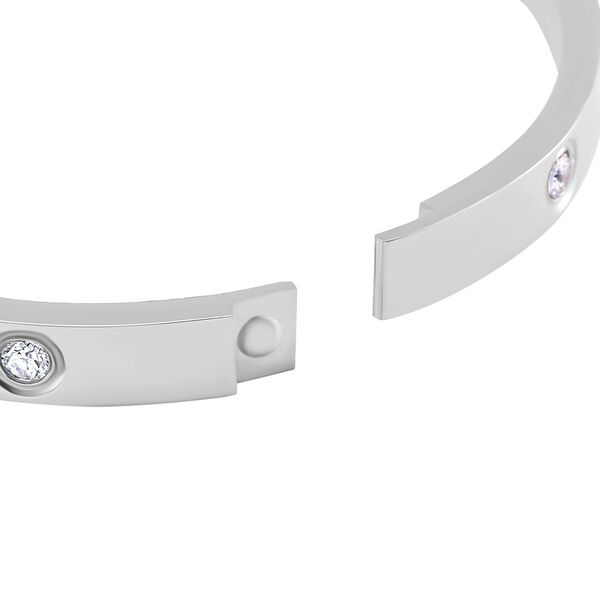 Weißer Zirkonia Armreif ca. 18.5 cm Reiner Edelstahl image number 5