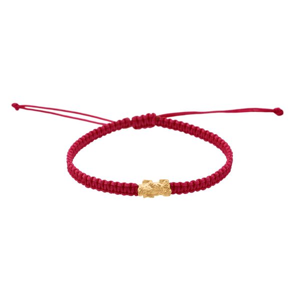 999 Gold Pixiu Armband, Flexibles, Pink