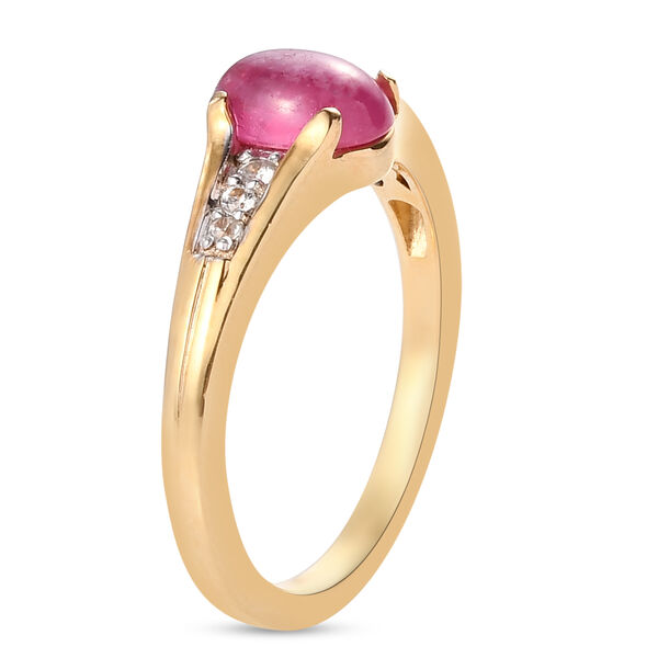 Rubin und Zirkon-Ring, Fissure gef&uuml;llt, 925 Silber vergoldet  ca. 1,32 ct image number 5