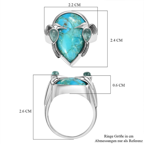 Sajen Silber - Kolibri-Harmonie-Ring, Türkis, Apatit 925 Silber rhodiniert (Größe 17.00) ca. 8.85 ct image number 7